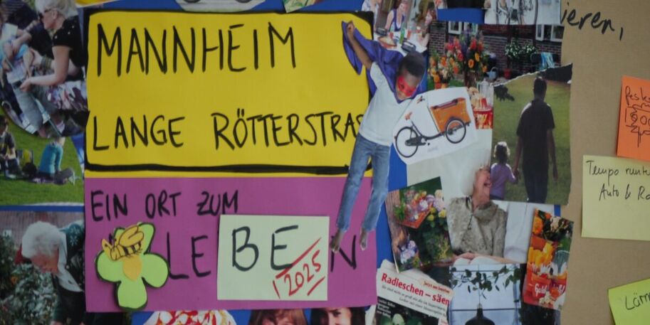 Bildcollage des UrbanLab Workshops "Lange Rötterstraße" im Julii 2020 in Mannheim